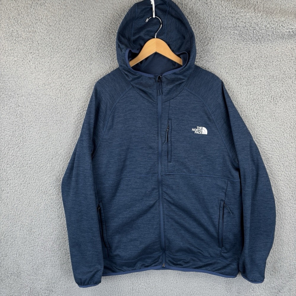 The North Face Men's TNF Performance Fleece Full-Zip Hoodie 2XL Heather‎ Navy
